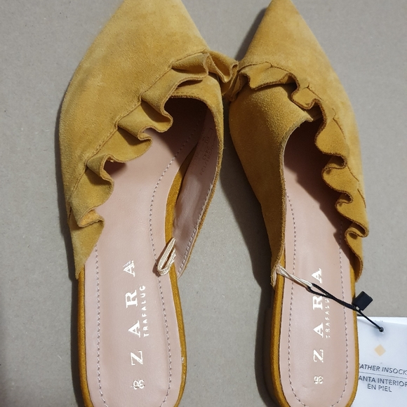 Zara Women's Leather flat sandals - Size 36 - New - Picture 2 of 11